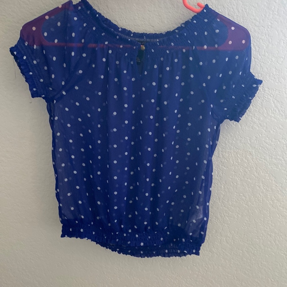 Forever 21 Polka Dot Blue Shirt